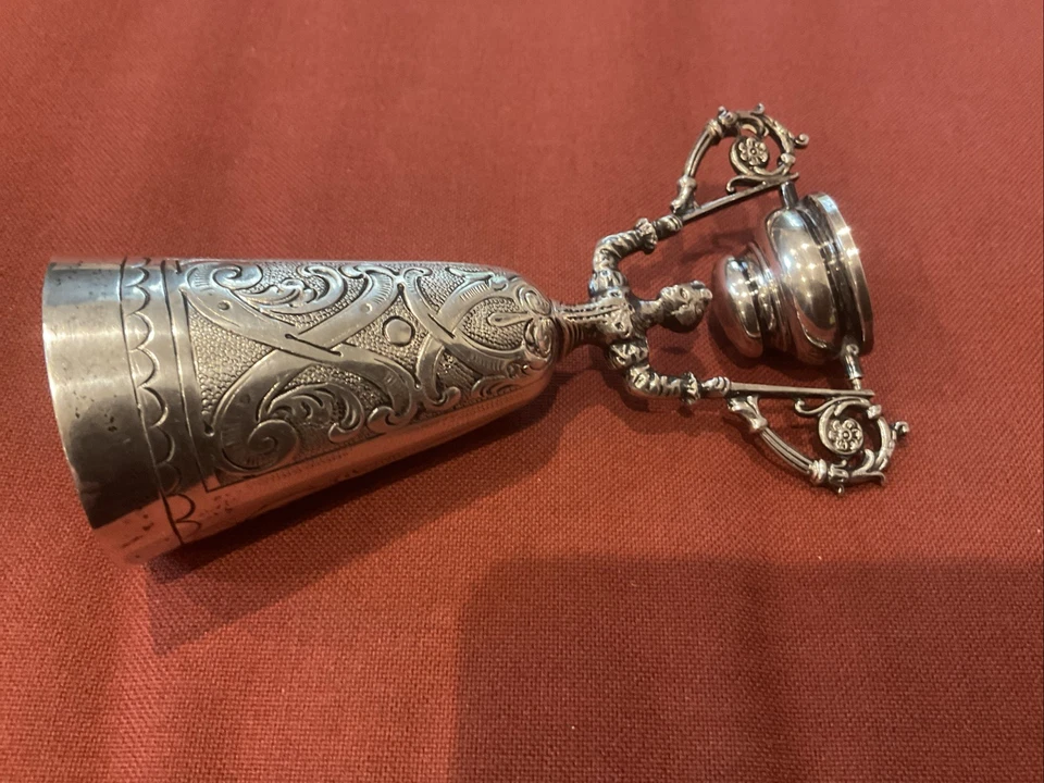 Taza nupcial de boda de plata fina rara antigua de .800 Foto 2 de 4