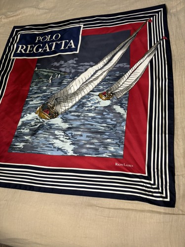 Ralph Lauren Polo Regatta Boat Sailing Flag Scarf 100% Silk 34" READ - Picture 2 of 10