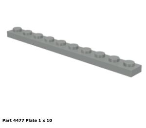 Lego 1x 4477 Light Gray Plate 1 x 10 7161 | eBay