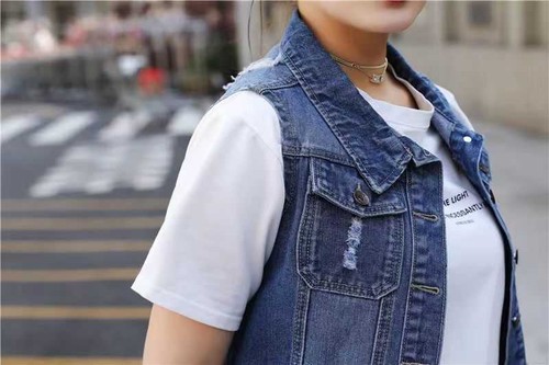 Women's Sleeveless Denim Waistcoat Long Coat Slim Ladies Jacket Vest S-5XL - Picture 11 of 16