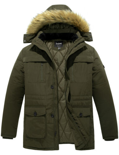Soularge Men's Winter Parka Jacket Big and Tall Warm Jacket with Heavy Hooded - Picture 2 of 27