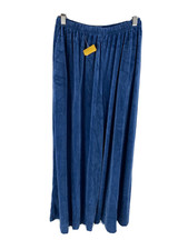 Vtg 60s 70s Velour Wide Leg Bell Bottom Pants Elastic Waist 27" Inseam Blue