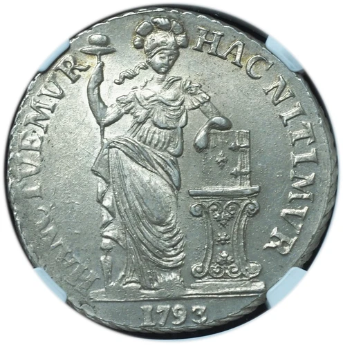 1793 Netherlands 3 Gulden West Friesland MS62 NGC - Beautiful Example!