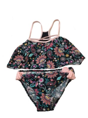 Summer Crush Big Girls 2-Pc.Black Multi Bikini Swimsuit 16