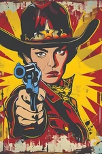 COWGIRL POP ART READY TO HANG T92