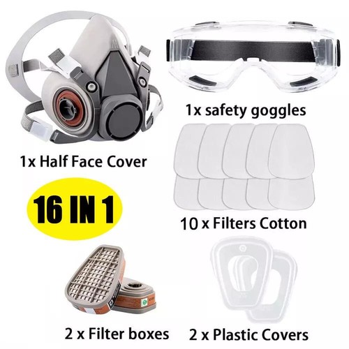 Half/Full Face Mask With Goggles Filter Anti-Dust/Gas Respirator 6200 Reusable - Picture 16 of 27