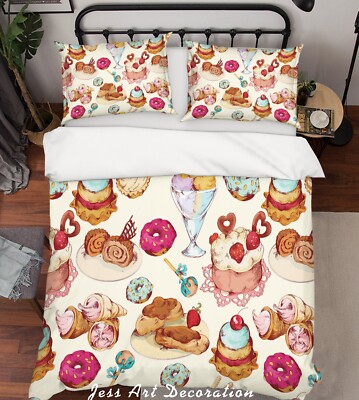 3D Cake Ice Cream Pattern Colorful Quilt Cover Set Bedding Sets Pillowcases 64