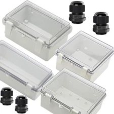 Plastic Electrical Junction Box Visible Cover Hinged Waterproof Project Case DIY