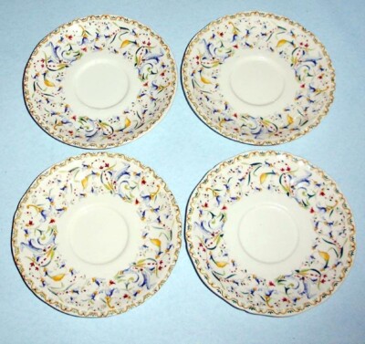 Gien Toscana Saucer 4 Piece Multi-Purpose 6'' Dish Floral Band Made in France New