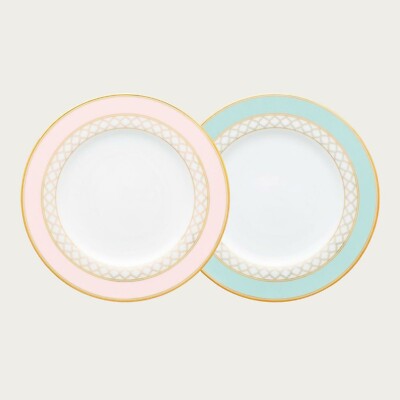 Noritake Eternal Palace 21cm Dish Plate Pair Blue Pink Tableware / Japan