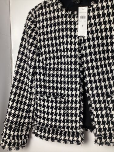 Chaqueta Top ANN TAYLOR NUEVA CON ETIQUETAS $198 Flecos Tweed Texturizada Forrada Pata de Gallo Talla 0 - Imagen 2 de 11