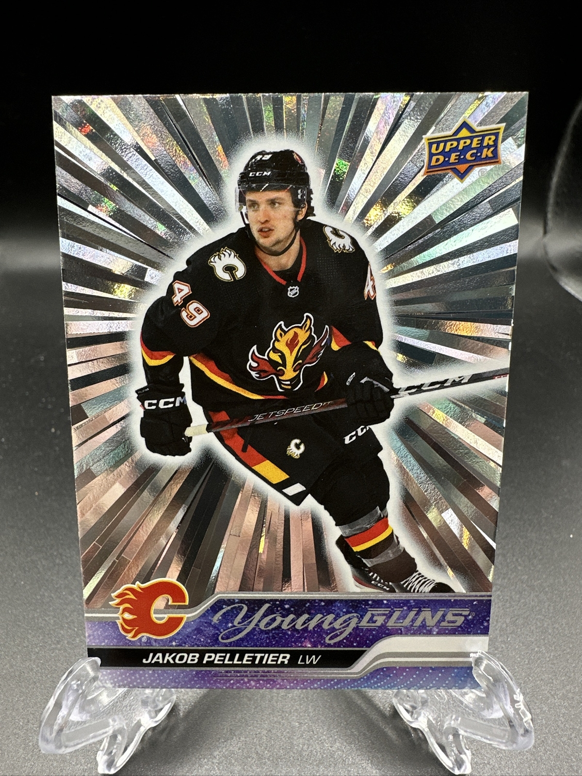 2023-24 Upper Deck Jakob Pelletier Young Guns Silver Outburst Rookie RC Flames