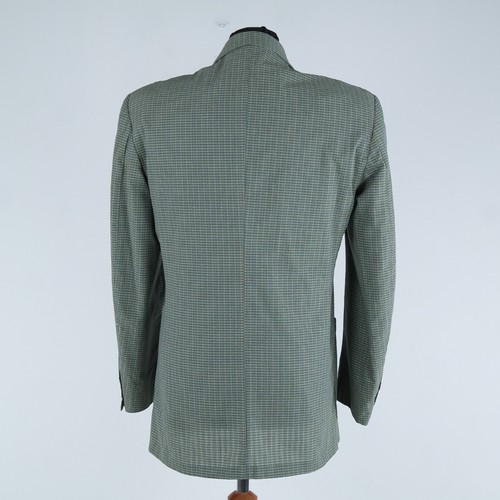 Mens Vintage Summer Blazer 38R UK Size Check Green Cotton Sport Coat Jacket - Picture 6 of 13