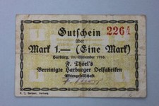 Harburg - F.Th&ouml;rls Vereinigte Harburger Oelfabriken - 1 Mark 11.11.1918