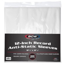 100 BCW 12" Record Anti-Static Inner Sleeves Protection For 33 RPM Vinyl Albums
