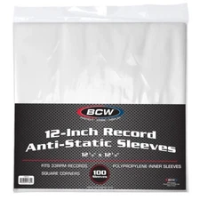 100 BCW 12" Record Anti-Static Inner Sleeves Protection For 33 RPM Vinyl Albums