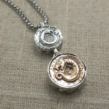 PETRICHOR Sterling Silver & Bronze Double Dragon Spirit Pendant Keith Jack Chain