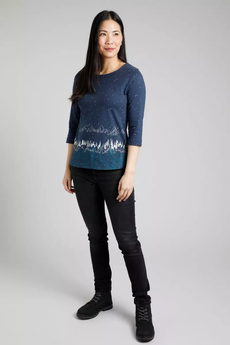 Weird Fish Women's Pinto Organic Jersey 3/4 Sleeve TShirt in Navy eBay