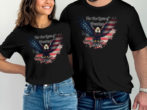 Customizable American Flag and Eagle Graphic Patriotic T-Shirts - Picture 5 of 14