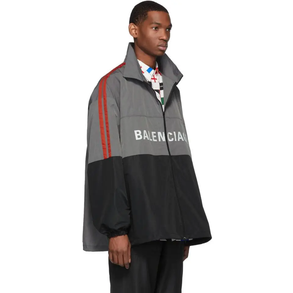 BALENCIAGA ナイロンジャケット 36 Balenciaga Grey Black Red Logo Zipper Oversized Elephant