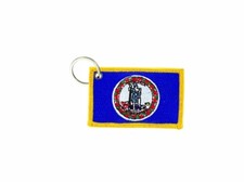 Keychain keyring embroidered embroidery patch double sided flag virginia usa