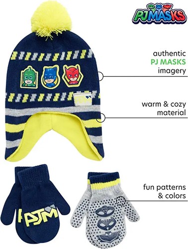 PJ Masks Winter Beanie Hat and 2 Pair of Gloves or Mittens Set, Boys Ages 2-7 - Picture 6 of 13