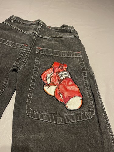 Y2K Jnco Jeans Black Size 33/32 Boxing Gloves Rare - Picture 3 of 14