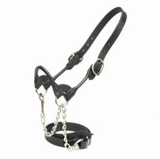 Western Natural Leather Double Leather Padded Halter with Free Lead Chain