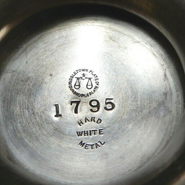 ANTIQUE MIDDLETOWN PLATE CO QUADRUPLE SILVER HARD WHITE METAL 1795 BRIDES BASKET