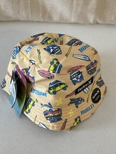 Hurley, Boys Sz 2-4T, Bucket Sun Hat, UPF 50 , w/Chin Strap in Beach Print. NEW