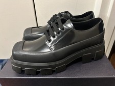 PRADA BRUSHED LEATHER DERBY SHOES BLACK 2EG411-055-F0002