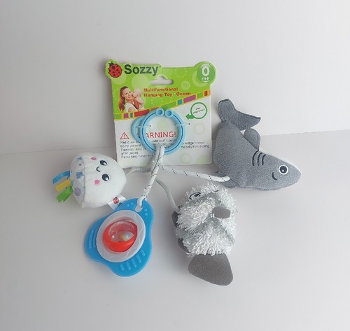 Sozzy Plush Baby Toy Hanging Shark Panda Ghost for Crib or Stroller Mobile