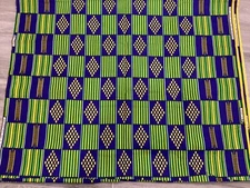 Guaranteed Real Wax AV Target African Block Print Fabric Bold Green Blue 4 yards