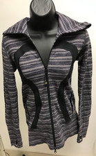 Lululemon Long Hoodie Full-Zip Button-Up Jacket Turtle Neck  Hood, Size 2