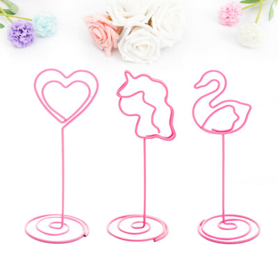 6pcs Table Number Holder Place Paper Menu Clips Photo 2024 Holder Stand(Pink)