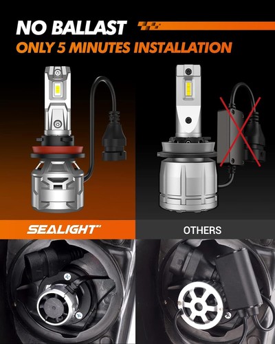 X5 H11 LED Headlight Bulb Conversion Kit High Beam 6000K White Bright - Picture 7 of 9