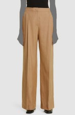  725 MaxMara Women's Beige Zorrow Pleated Wide Leg Silk Trousers Pants Size 12