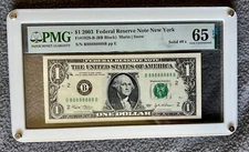 $1   B 88888888 B  The ULTIMATE Super Solid 8's Fancy Serial Number PMG 65