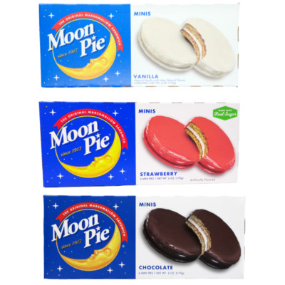 3 Pack Moon Pie Mini Sandwich Strawberry Chocolate Vanilla 18 ct Delicious Tasty
