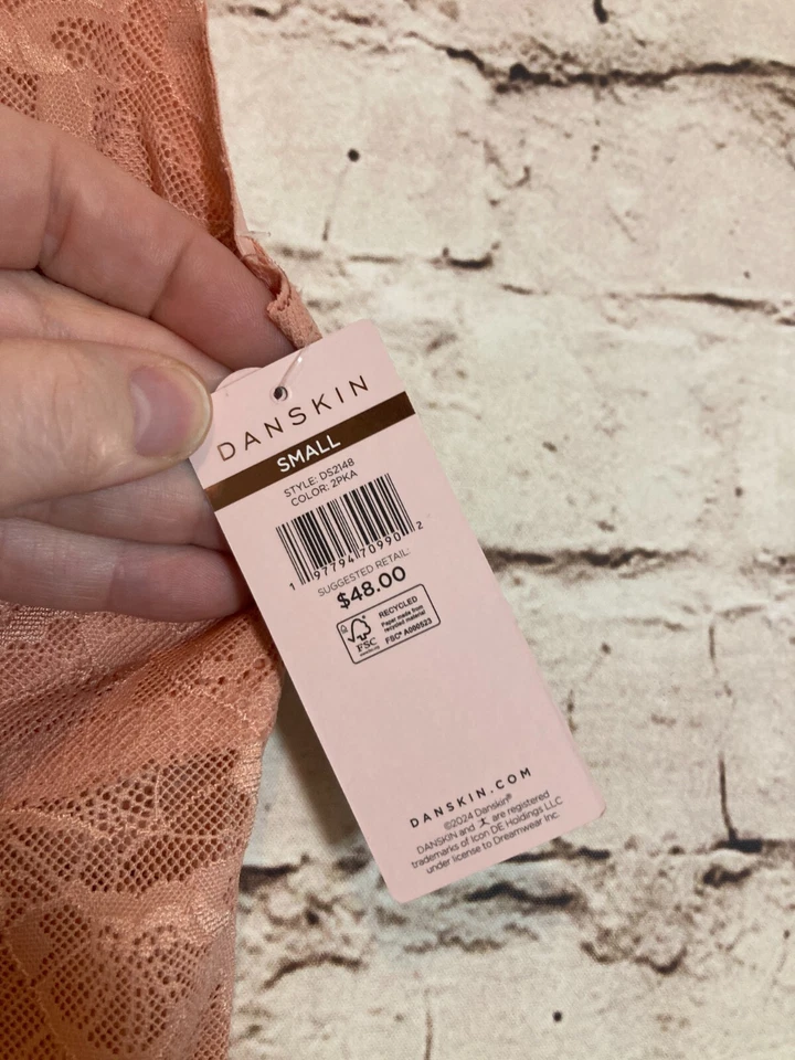 Top Danskin Bustier Cami Mujer Pequeño Melocotón Todo Encaje Tazas Extraíbles Coqueta Foto 4 de 4