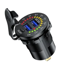 Dual Ports USB Car Charger Fast Charging LED Voltmeter For Truck Boat Motorcycle