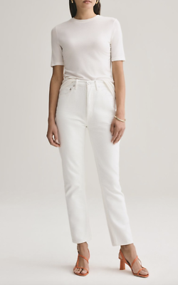 Agolde Riley Crop High Rise Straight Tissue White Jeans Size