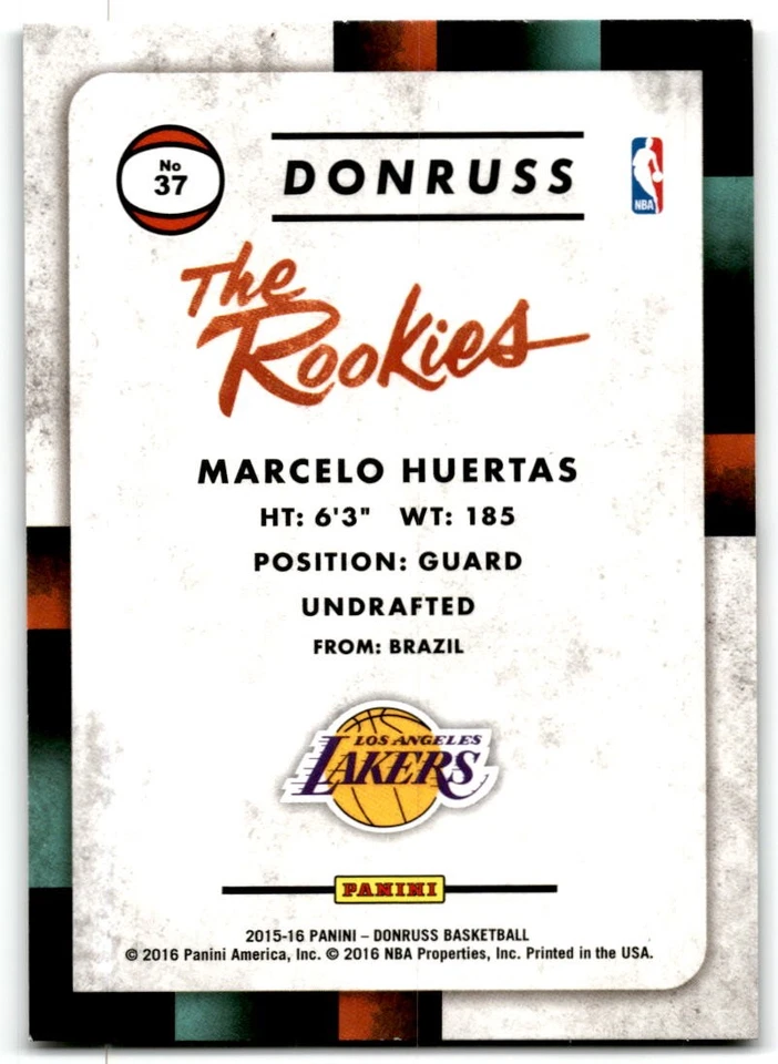2015 Donruss #37 Marcelo Huertas The Rookies - Image 2 of 2