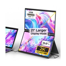Portable Dual Monitors, 15.6 2K Dual Screen Monitor for Laptop Win/Linux