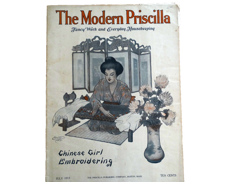 Modern Priscilla – July 1913 – Chinese Girl Embroidering 