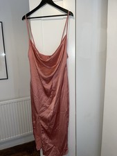 Coral Satin Slip Midi Dress with Cowl Neck for Women Elegant and Trendy