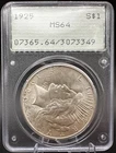 1925 Peace Dollar $1 PCGS MS64 Old Rattler Holder 90% Silver