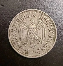 1950-F Germany 1 Mark Coin, Copper-Nickel, 23 mm