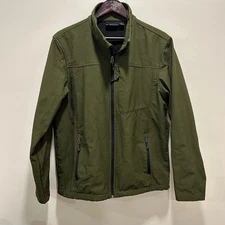 Green mens Swiss Tech jacket with black lining size medium