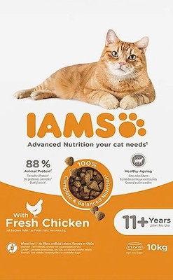 ( 4,99/kg) IAMS Senior Cat 11+ with Chicken mit Huhn Advanced Katzenfutter 10 kg